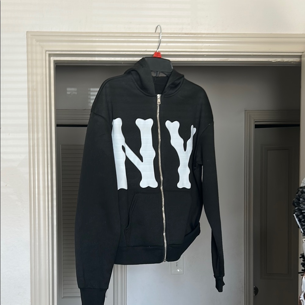 Black Hoodie with White NY Print